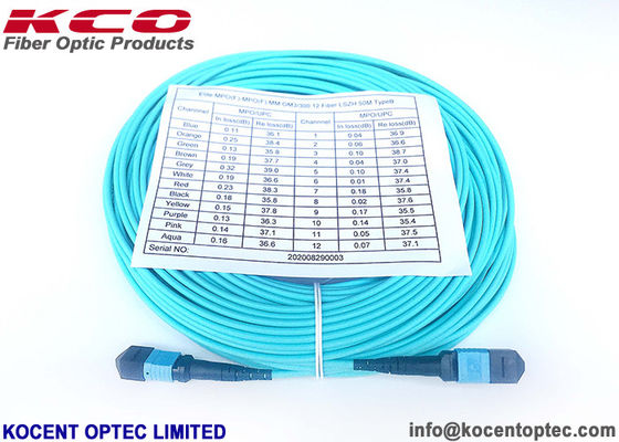 16fo 24fo Low IL Optical Fiber 50/125 OM4 MPO MTP Optical Fiber Patch Cord