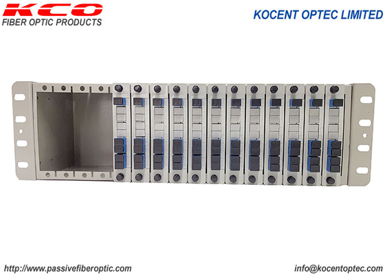 3U 19inch ODF Optical Fiber 1x4 PLC Fiber Splitter Chassic Rack Mount Patch Panel 14 16 Slot