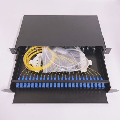 Caixa deslizante de fibra óptica SC LC FC ST 24 Port Rack Mount Patch Panel ODF