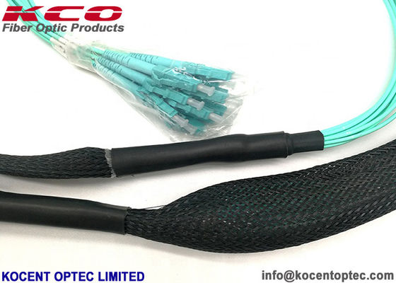 MTP MPO Fiber Optic Trunk Cable MPO 12LC OM3 OM4 With Pulling Eye